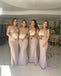 Lady Spaghetti Strap Appliqued Mermaid Pink Bridesmaid Dresses Online, BL81