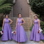 Purple Halter A-Line Women Simple Floor-Length Bridesmaid Dresses Online, BL52