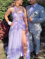 Elegant One-shoulder Lace Unique A-line Long Prom Dress Ideas, Evening Party Dresses,ZX749