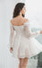 Classic Off Shoulder Lace White Mini Homecoming Dresses, HM85