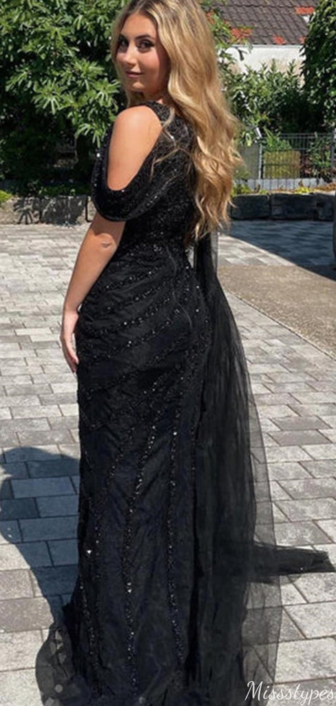 Sexy One-shoulder Unique Mermaid Long Prom Dress Ideas, Evening Party Dresses,ZX728