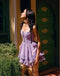 Elegant Purple Spaghetti Strap Ruffle Women Mini Party Homecoming Dresses,HM271