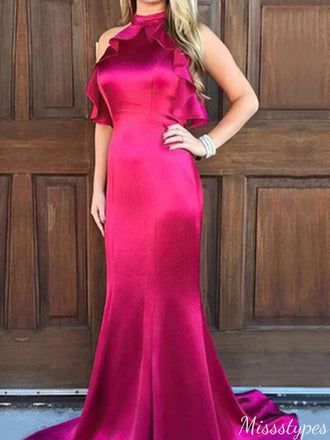 Elegant Halter Unique Mermaid Long Prom Dress Ideas, Evening Party Dresses,ZX729