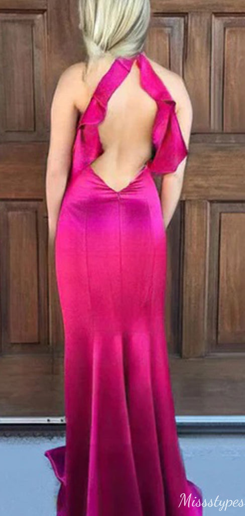 Elegant Halter Unique Mermaid Long Prom Dress Ideas, Evening Party Dresses,ZX729