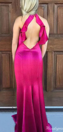 Elegant Halter Unique Mermaid Long Prom Dress Ideas, Evening Party Dresses,ZX729