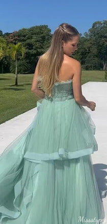 Elegant Sweetheart Strapless A-line Long Prom Dress Ideas, Evening Party Dresses,ZX731