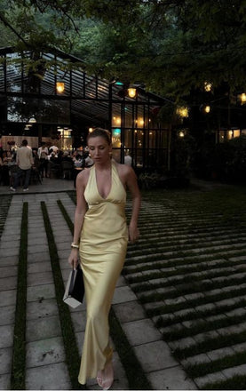 Sexy Lady Gold Spaghetti Strap V-Neck Sheath Women Long Prom Evening Dress,ZX334
