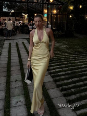 Sexy Lady Gold Spaghetti Strap V-Neck Sheath Women Long Prom Evening Dress,ZX334