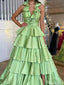 Gorgeous Halter V-neck Backless A-line Long Prom Dress Ideas, Evening Party Dresses,ZX733
