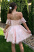 Lace Elegant Pink Word Shoulder Appliqued Empire Mini New Arrival Homecoming Dresses,HM124