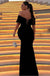 Gorgeous Black Off Shoulder Mermaid Side Slit Long Prom Evening Dress,ZX258