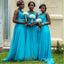 Elegant Jewel Blue Appliqued Floor-Length Cozy Women Bridesmaid Dresses Online, BL112