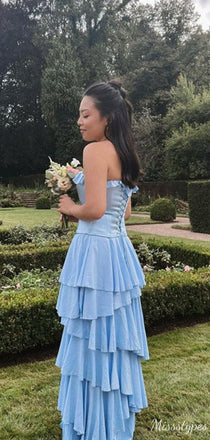 Elegant Strapless Straight Across A-line Long Prom Dress Ideas, Evening Party Dresses,ZX739