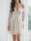 Classic Off Shoulder Lace White Mini Homecoming Dresses, HM85