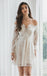 Classic Off Shoulder Lace White Mini Homecoming Dresses, HM85