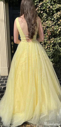 Gorgeous V-neck A-line Long Prom Dress Ideas, Evening Party Dresses,ZX526