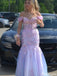 Elegant Off-shoulder V-neck Mermaid Unique Long Prom Dress Ideas, Evening Party Dresses,ZX746