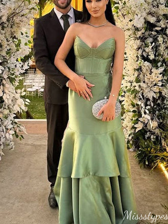Elegant Strapless V-neck Mermaid Unique Long Prom Dress Ideas, Evening Party Dresses,ZX747