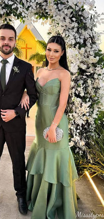 Elegant Strapless V-neck Mermaid Unique Long Prom Dress Ideas, Evening Party Dresses,ZX747
