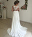 Lady Appliqued Flower Cap Shoulder White Side Slit Long Fashion Wedding Dresses,HS104