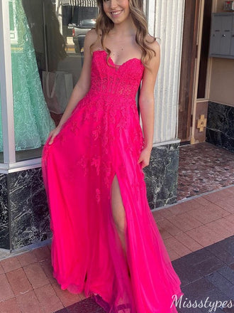 Gorgeous Strapless Sweetheart A-line Unique Long Prom Dress Ideas, Evening Party Dresses,ZX748
