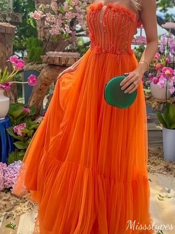 Gorgeous Strapless Straight Across A-line Unique Long Prom Dress Ideas, Evening Party Dresses,ZX750