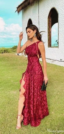 Sexy One-shoulder Unique Sheath Unique Long Prom Dress Ideas, Evening Party Dresses,ZX752
