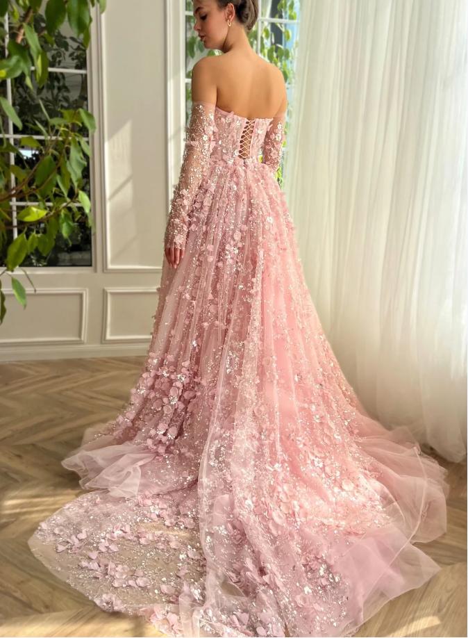 Luxurious New Arrival Pink Beading Sparkly Princess Prom Evening Dress,ZX194