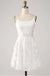 White Simple Spaghetti Strap Mini Homecoming Dresses, HM86