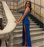 Sexy Sparkly Blue Sweetheart Mermaid Side Slit Fashion Prom Dresses,ZX181