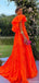 Gorgeous V-neck A-line Unique Long Prom Dress Ideas, Evening Party Dresses,ZX754