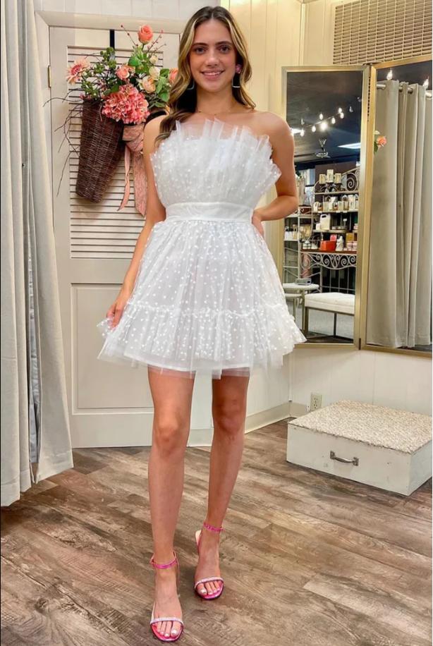 Sparkly White Unique Mini New Arrival Homecoming Dresses,HM154