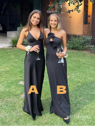 Sexy Women Spaghetti Strap Mermaid Satin Mismatched Long Prom Evening Dress,ZX308
