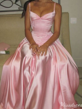 Elegant Spaghetti Strap A-line Unique Long Prom Dress Ideas, Evening Party Dresses,ZX756