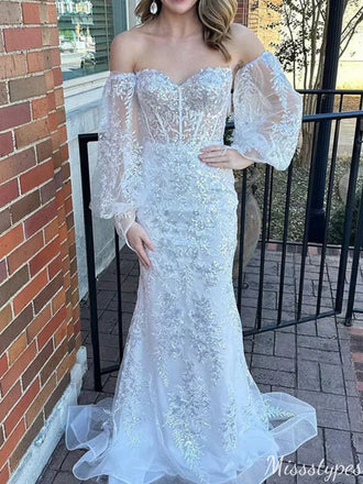 Elegant Strapless Sweetheart Long Sleeves Mermaid Long Prom Dress Ideas, Evening Party Dresses,ZX758