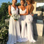 Sexy Mismatched White Spaghetti Strap Mermaid Floor-Length Bridesmaid Dresses Online, BL176