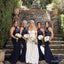 Mermaid Regency Blue Halter Lace Sleeveless Floor-Length Bridesmaid Dresses Online, BL60