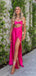 Mismatched Beaded Women Pink Side Slit Mermaid Long Prom Evening Dress,ZX284