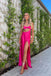 Mismatched Beaded Women Pink Side Slit Mermaid Long Prom Evening Dress,ZX284