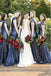 Elegant Blue Sequin Cap Shoulder Mermaid Floor-Length Women Bridesmaid Dresses Online, BL115