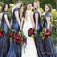 Elegant Blue Sequin Cap Shoulder Mermaid Floor-Length Women Bridesmaid Dresses Online, BL115