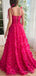 Cute Flower Unique Rose Red Side Slit Long Party Prom Evening Dress,ZX189