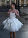 Off White Charming Strapless Pretty A-Line Flower Tulle Mini New Arrival Homecoming Dresses,HM180