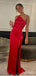 Red Beautiful One Shoulder Mermaid Sheath Long Prom Evening Dress,ZX363