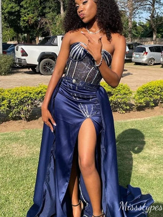 Sexy Strapless Sweetheart Sheath Long Prom Dress Ideas, Evening Party Dresses,ZX765