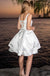 Sliver Spaghetti Strap V-Neck Soft A-Line Mini New Arrival Homecoming Dresses,HM156