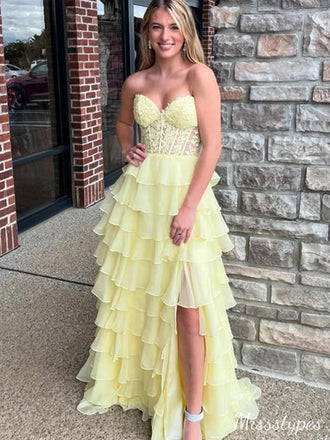 Elegant Strapless Asymmetric A-line Long Prom Dress Ideas, Evening Party Dresses,ZX528