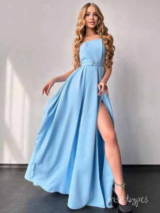 Scalloped Side Slit Red Mermaid Empire Satin Women Evening Prom Evening Dress,ZX247