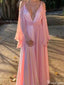 Elegant Deep V-neck Spaghetti Strap A-line Long Prom Dress Ideas, Evening Party Dresses,ZX767