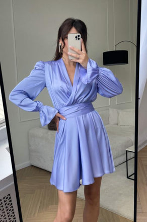 Blue A-Line Empire Full Sleeve New Arrival Homecoming Dresses,HM109